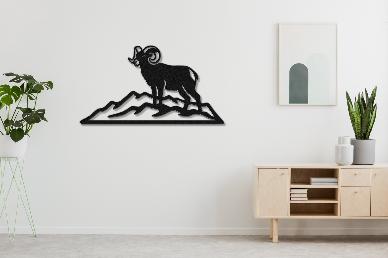 Bighorn Sheep Metal Wall Art: Bold Organic Design - Weatherproof Steel, Indoor Outdoor, Western Rustic Accent