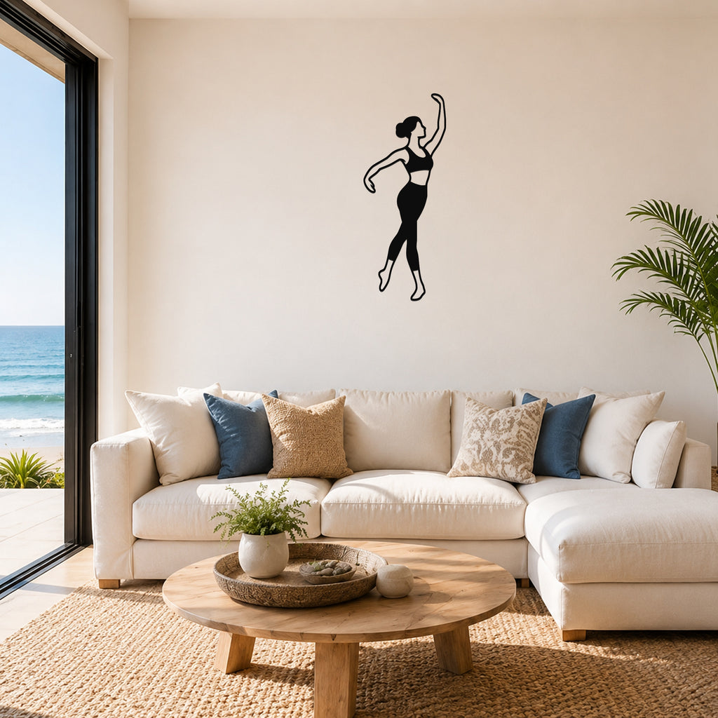 Female Ballet Croisé derrière waterproof steel metal wall art, mockup 1