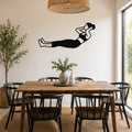 Female Classical Pilates Neck Pull waterproof steel metal wall art, mockup 1