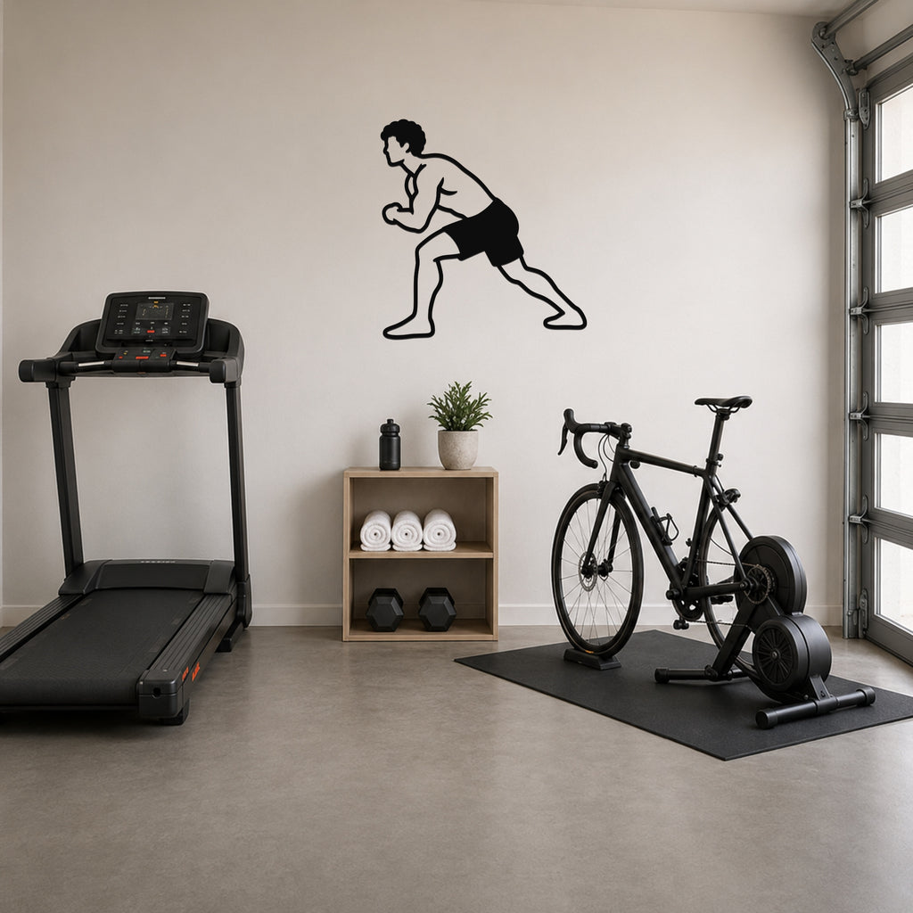 Male Wrestling Circle Movement waterproof steel metal wall art, mockup 1