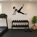 Female Classical Pilates Leg Pull Back waterproof steel metal wall art, mockup 1
