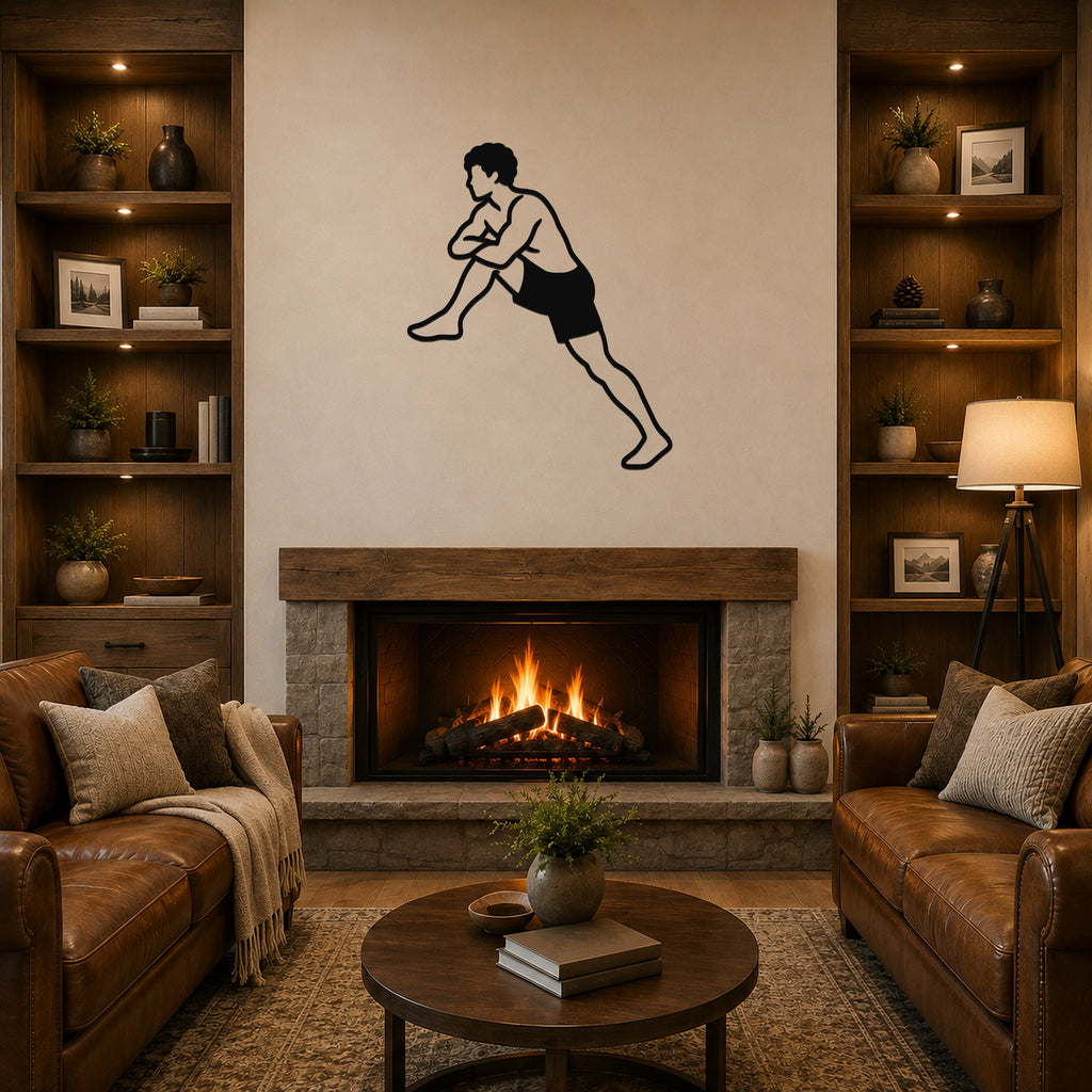 Male Wrestling Lift and Finish waterproof steel metal wall art, mockup 1