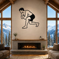 Male Wrestling Single Leg Entry waterproof steel metal wall art, mockup 1