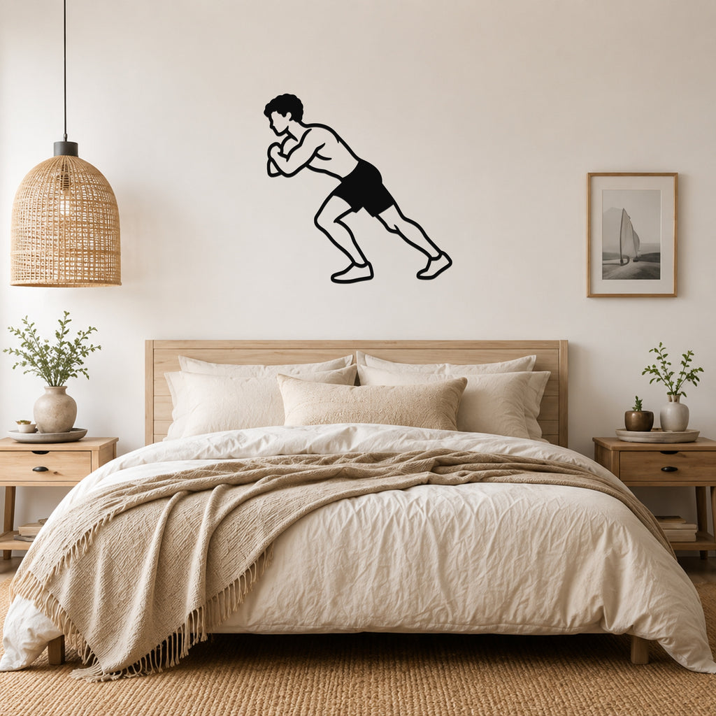 Male Wrestling Hip Pressure Drive waterproof steel metal wall art, mockup 1