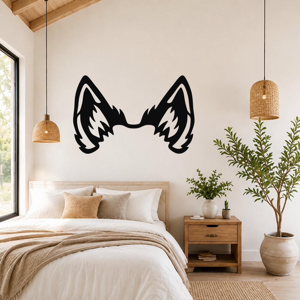 Wolf dog ear waterproof metal wall art, mockup 1