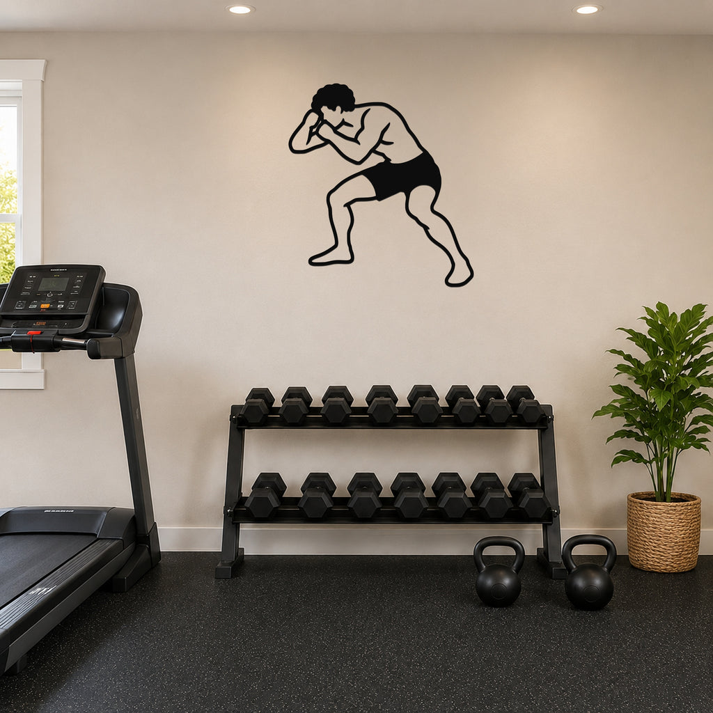 Male Wrestling Snap Down Motion waterproof steel metal wall art, mockup 1