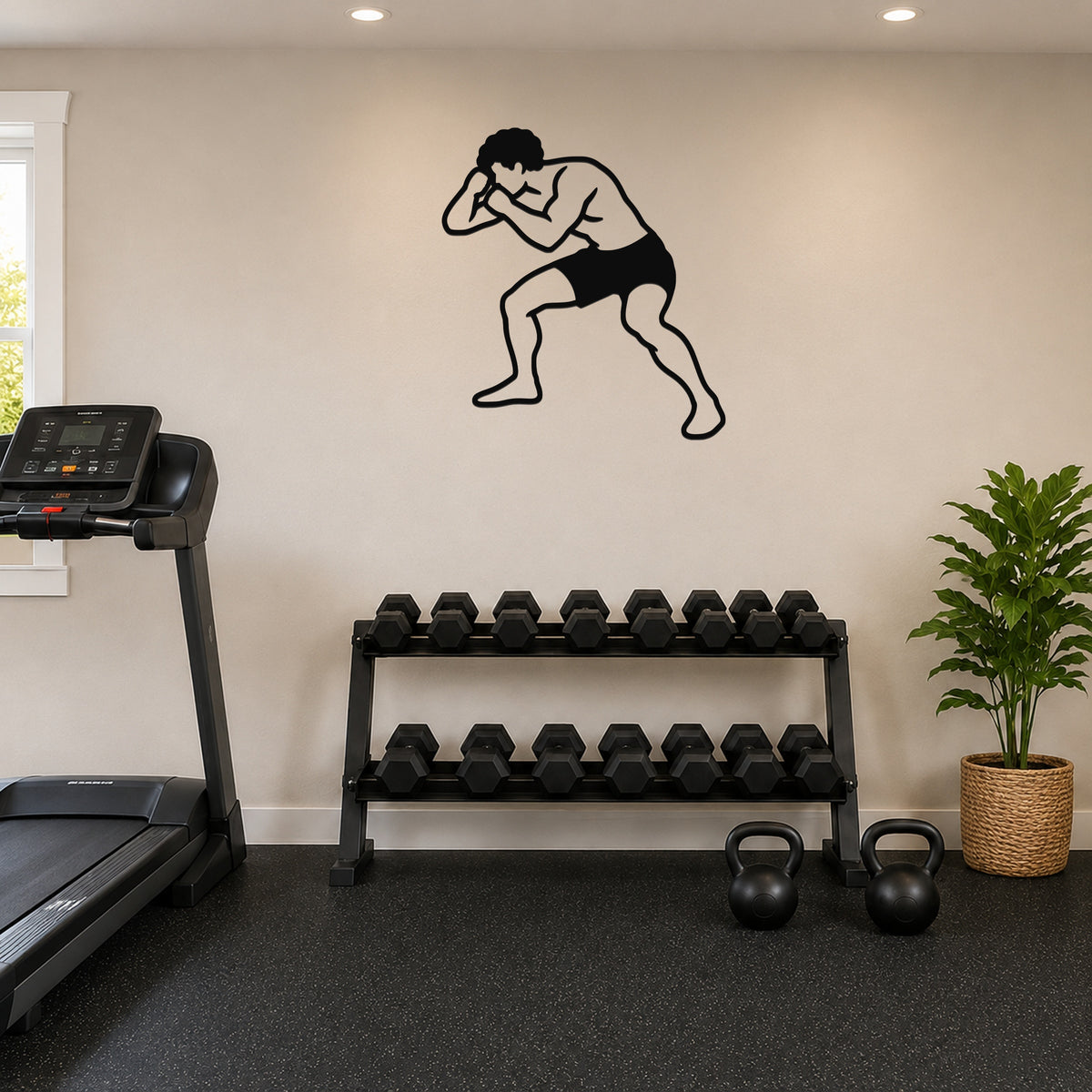 Male Wrestling Snap Down Motion waterproof steel metal wall art, mockup 1