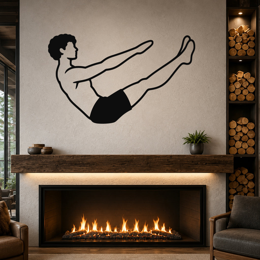 Male Classical Pilates Teaser waterproof steel metal wall art, mockup 1