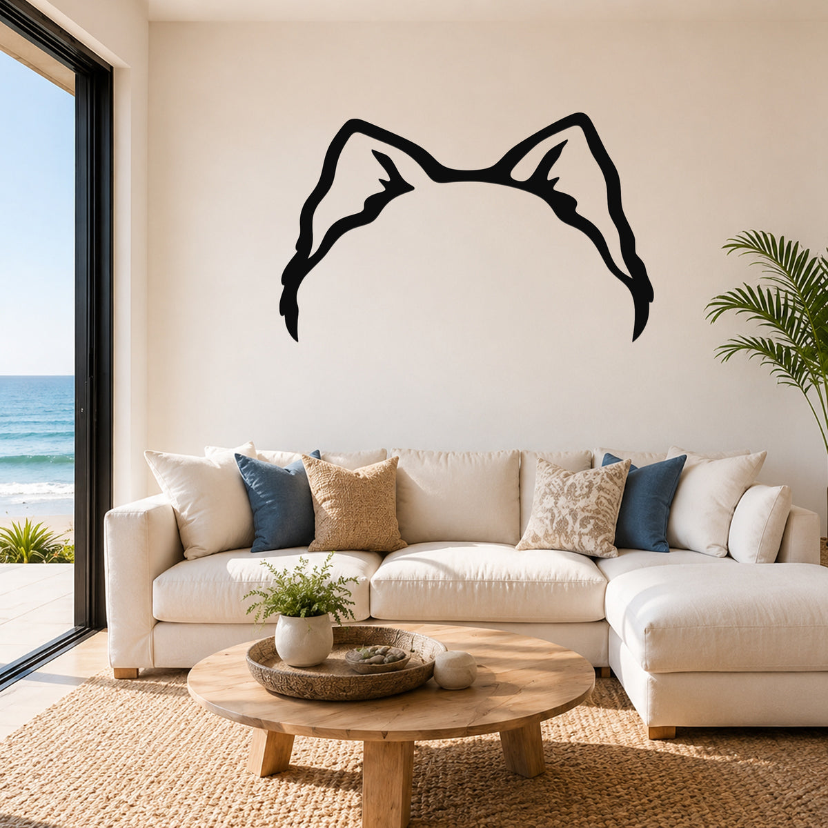 Samoyed dog ear waterproof metal wall art, mockup 1