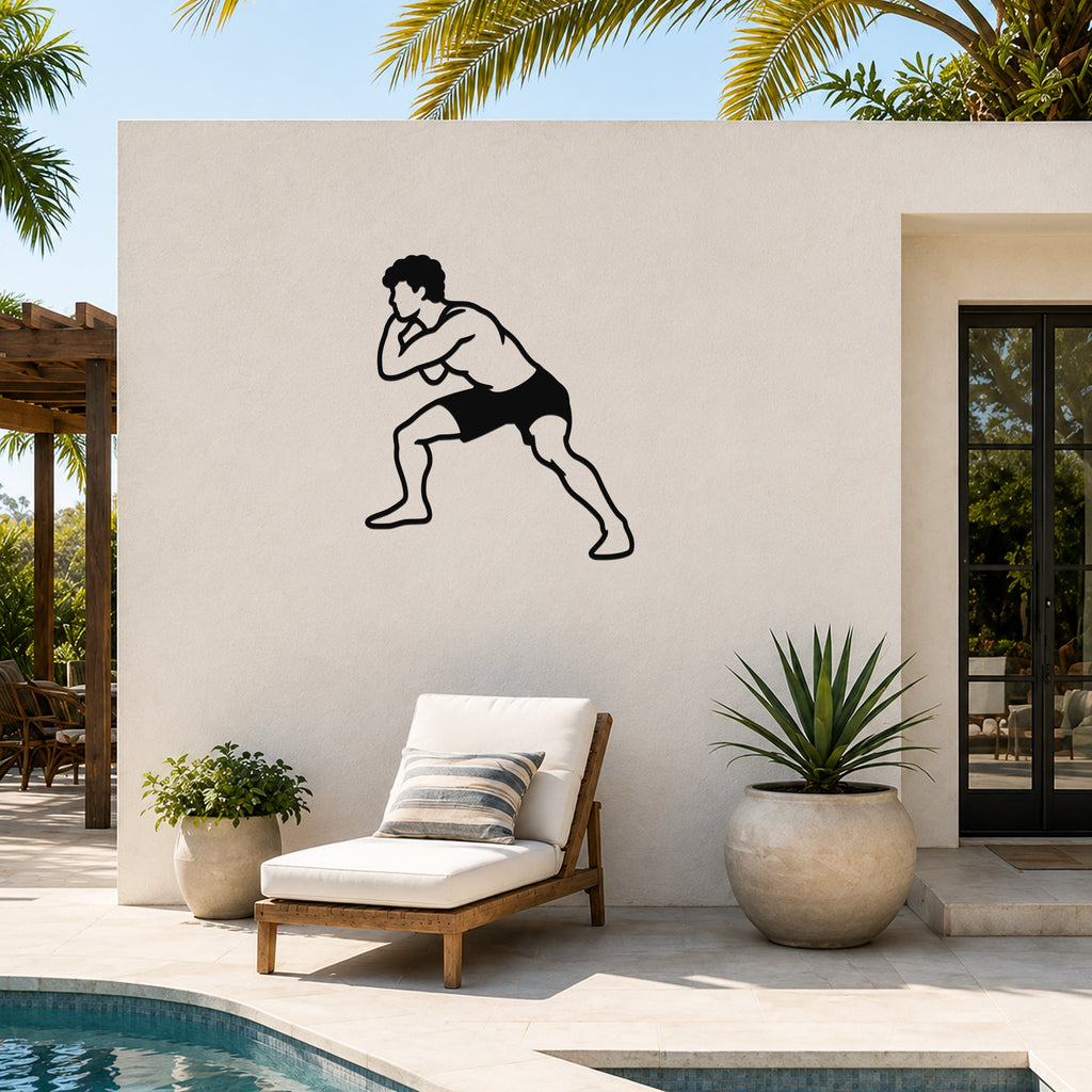 Male Wrestling Overhook Control waterproof steel metal wall art, mockup 1