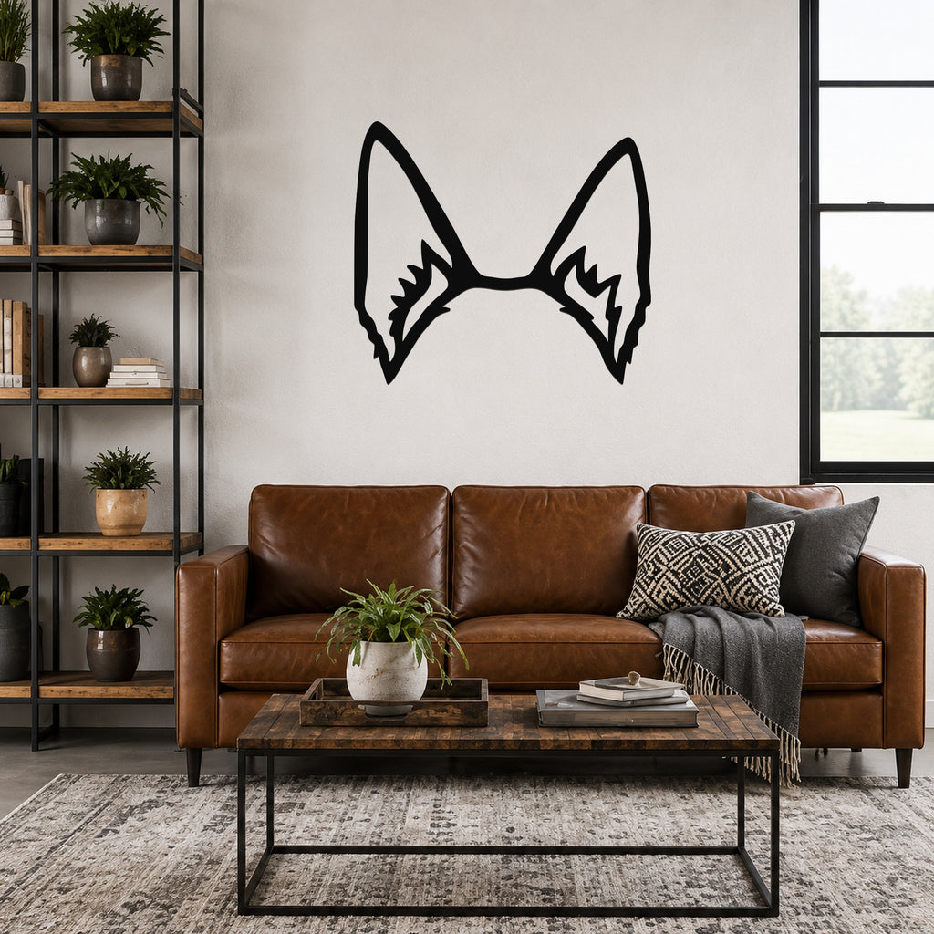 German Shepherd dog ear waterproof metal wall art, mockup 1