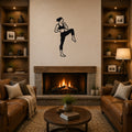 Female Karate Knee Strike waterproof steel metal wall art, mockup 1