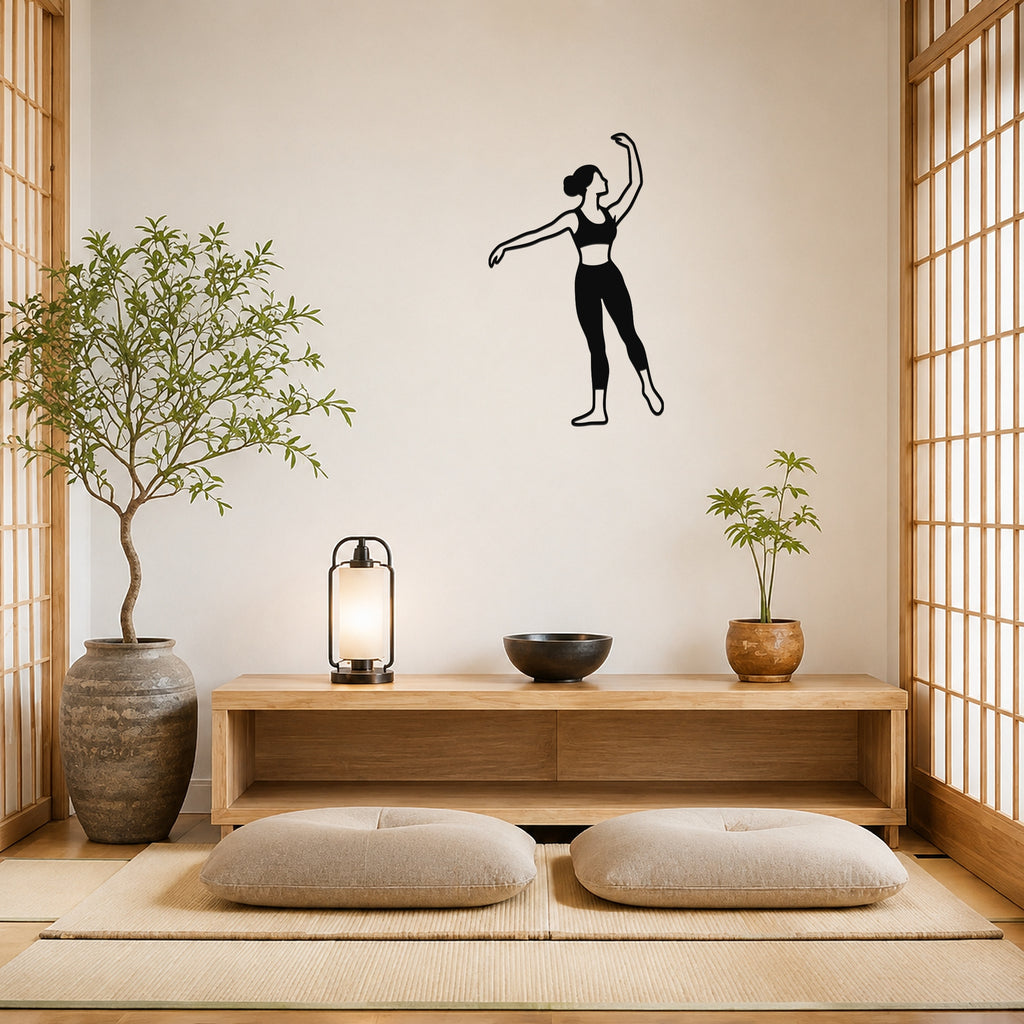 Female Ballet Effacé derrière waterproof steel metal wall art, mockup 1