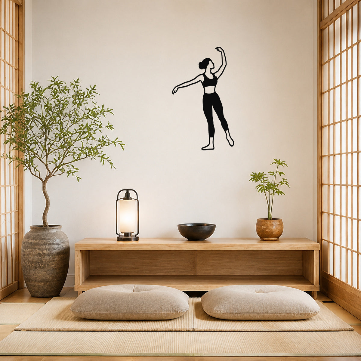 Female Ballet Effacé derrière waterproof steel metal wall art, mockup 1