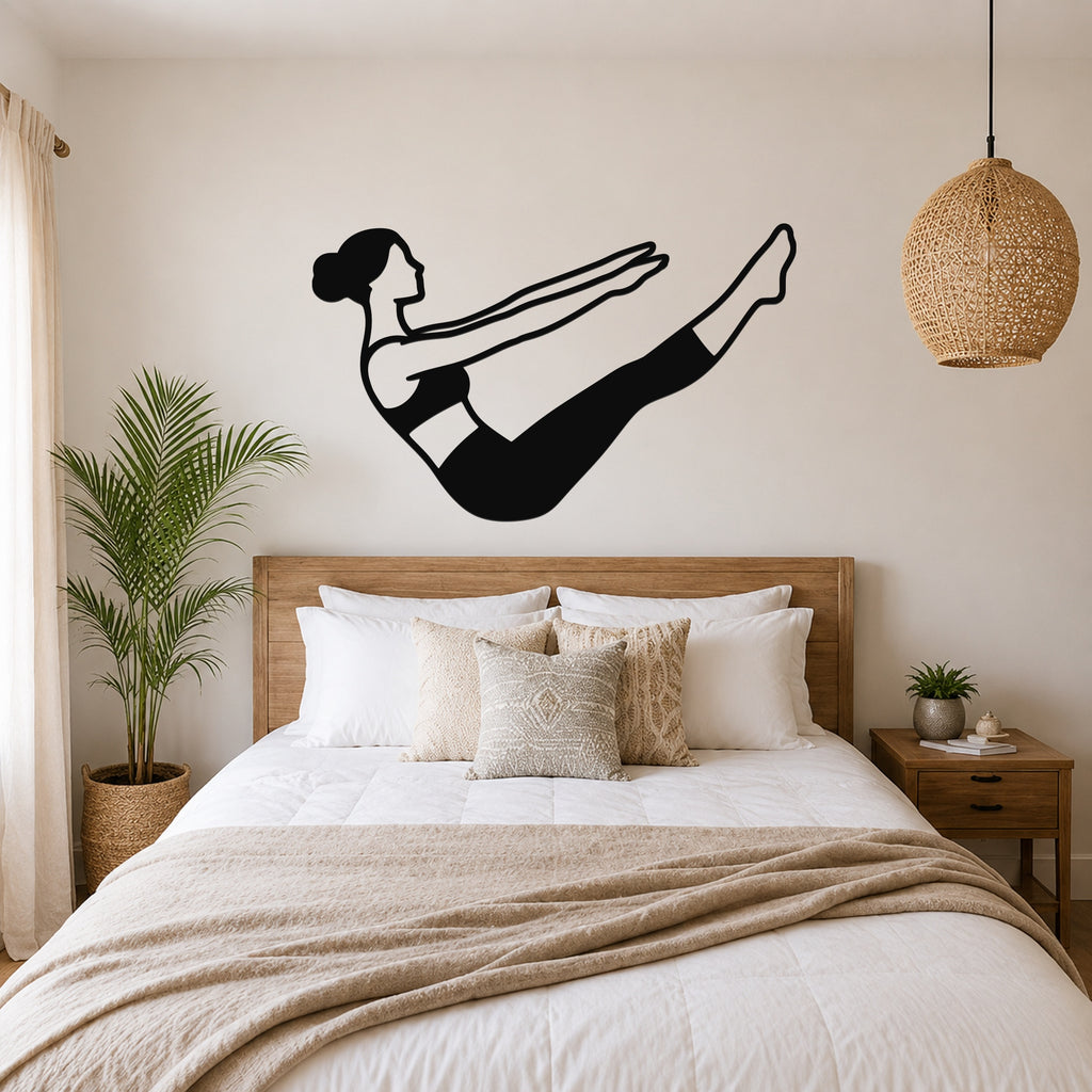 Female Classical Pilates Teaser waterproof steel metal wall art, mockup 1