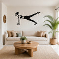 Female Classical Pilates Leg Pull Front waterproof steel metal wall art, mockup 1
