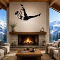 Female Classical Pilates Single Straight Leg waterproof steel metal wall art, mockup 1