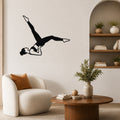 Female Classical Pilates Bicycle waterproof steel metal wall art, mockup 1