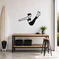 Female Classical Pilates Boomerang waterproof steel metal wall art, mockup 1