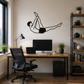 Male Classical Pilates Single Straight Leg waterproof steel metal wall art, mockup 1