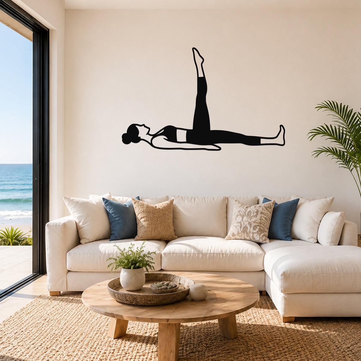 Female Classical Pilates One Leg Circle waterproof steel metal wall art, mockup 1