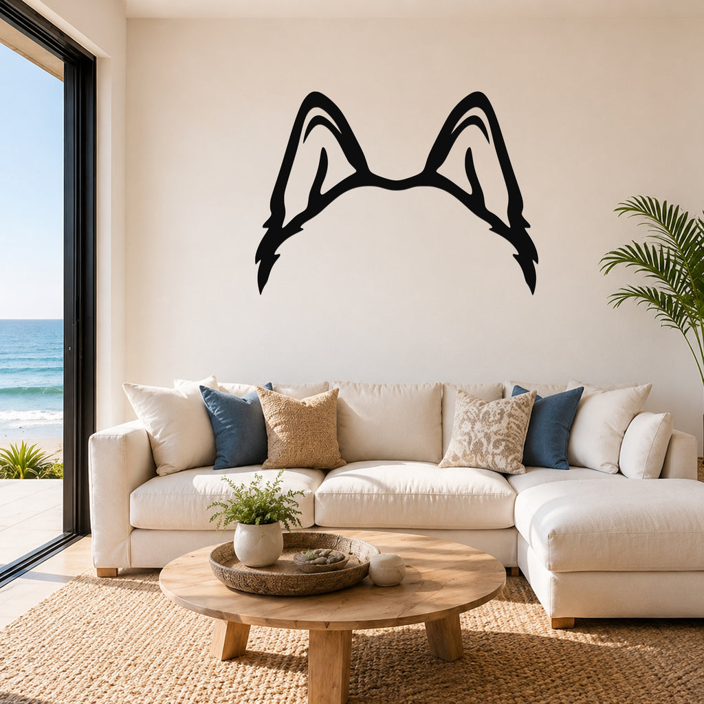 Husky dog ear waterproof metal wall art, mockup 1