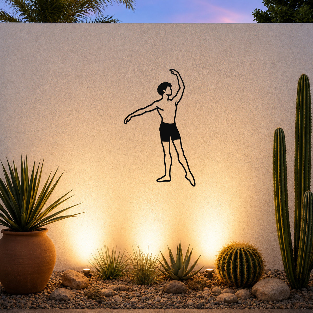 Male Ballet Écarté devant waterproof steel metal wall art, mockup 1