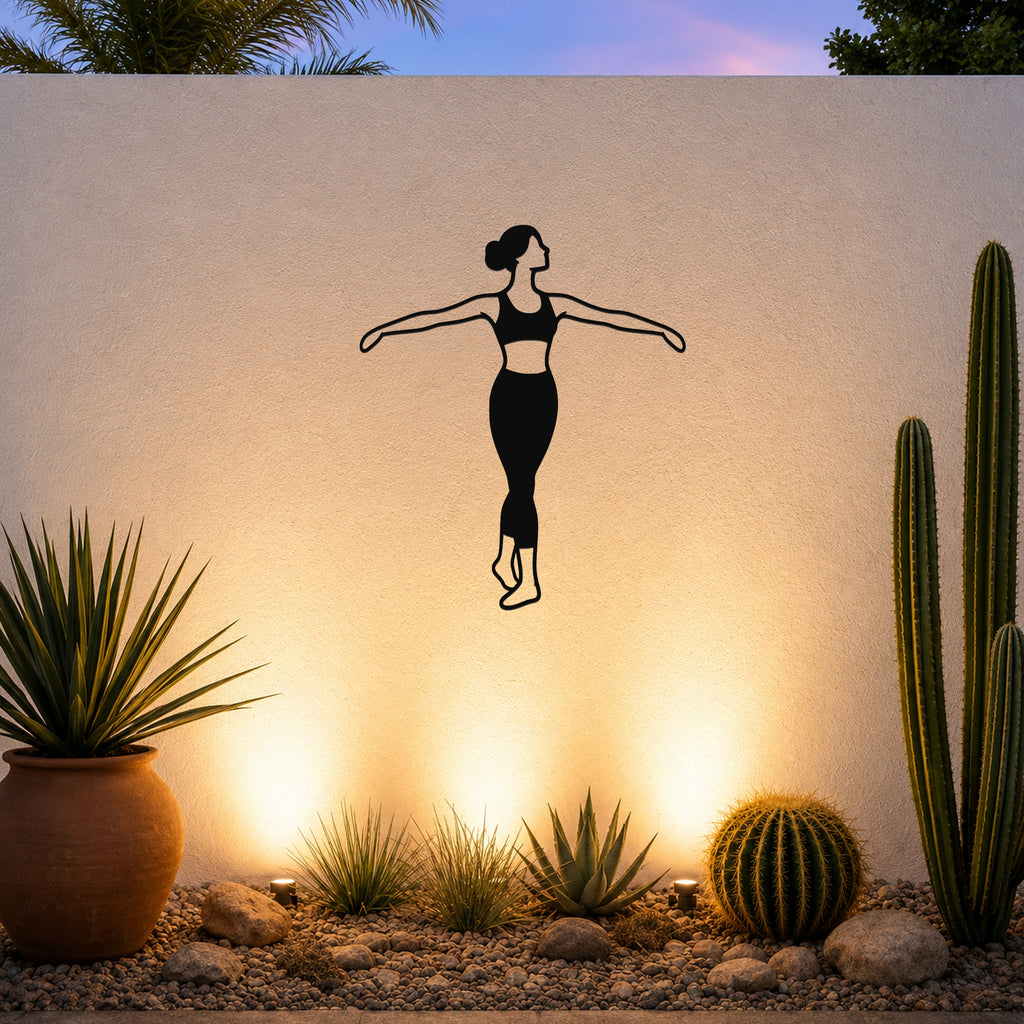 Female Ballet À la quatrième derrière waterproof steel metal wall art, mockup 1