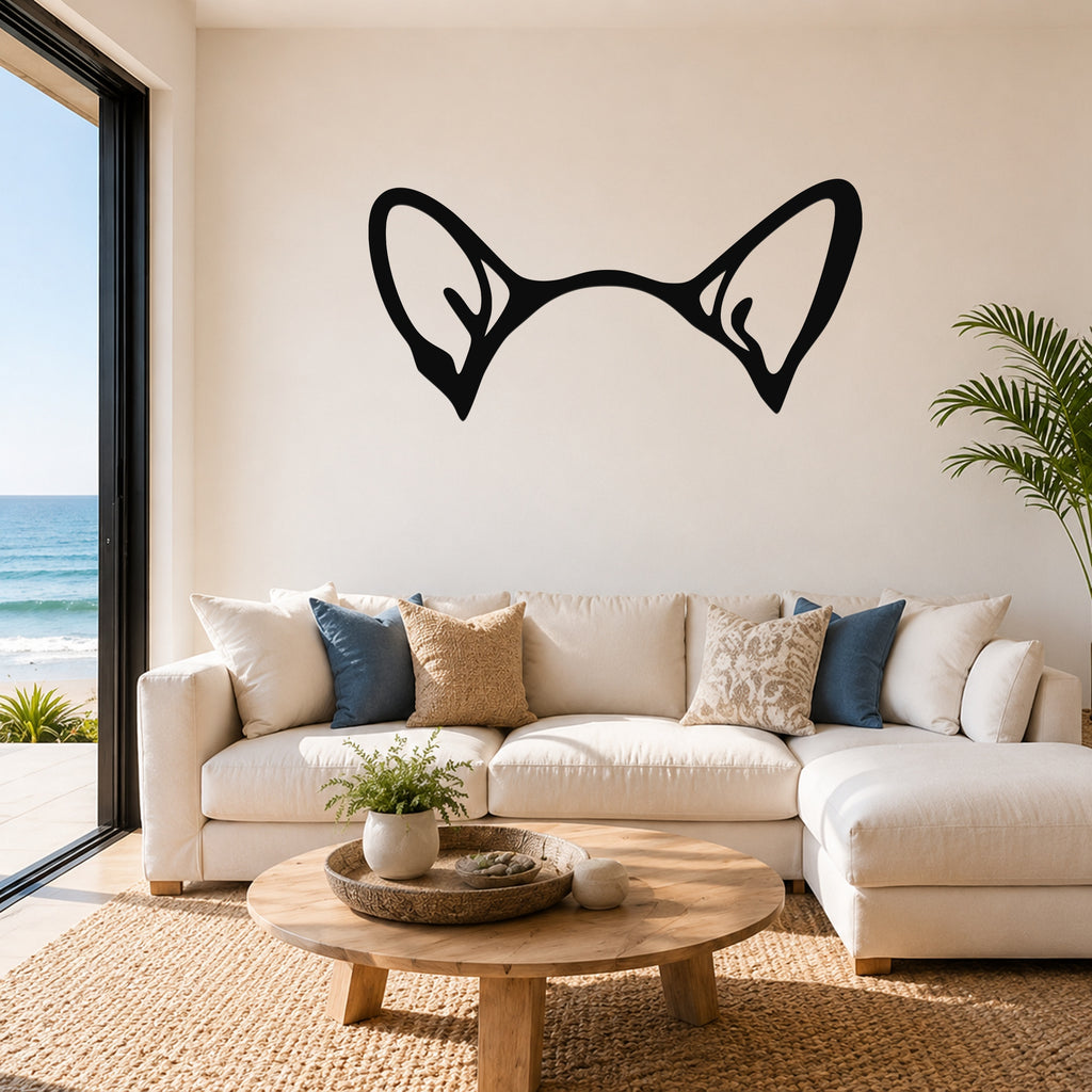 Corgi dog ear waterproof metal wall art, mockup 1
