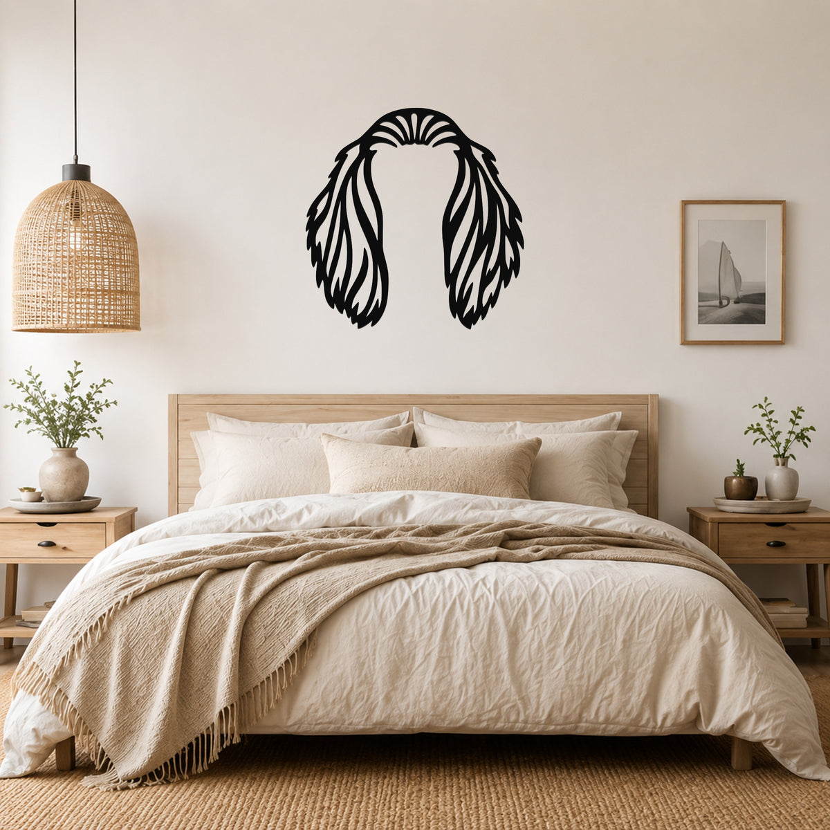 Long-haired Dachshund dog ear waterproof metal wall art, mockup 1
