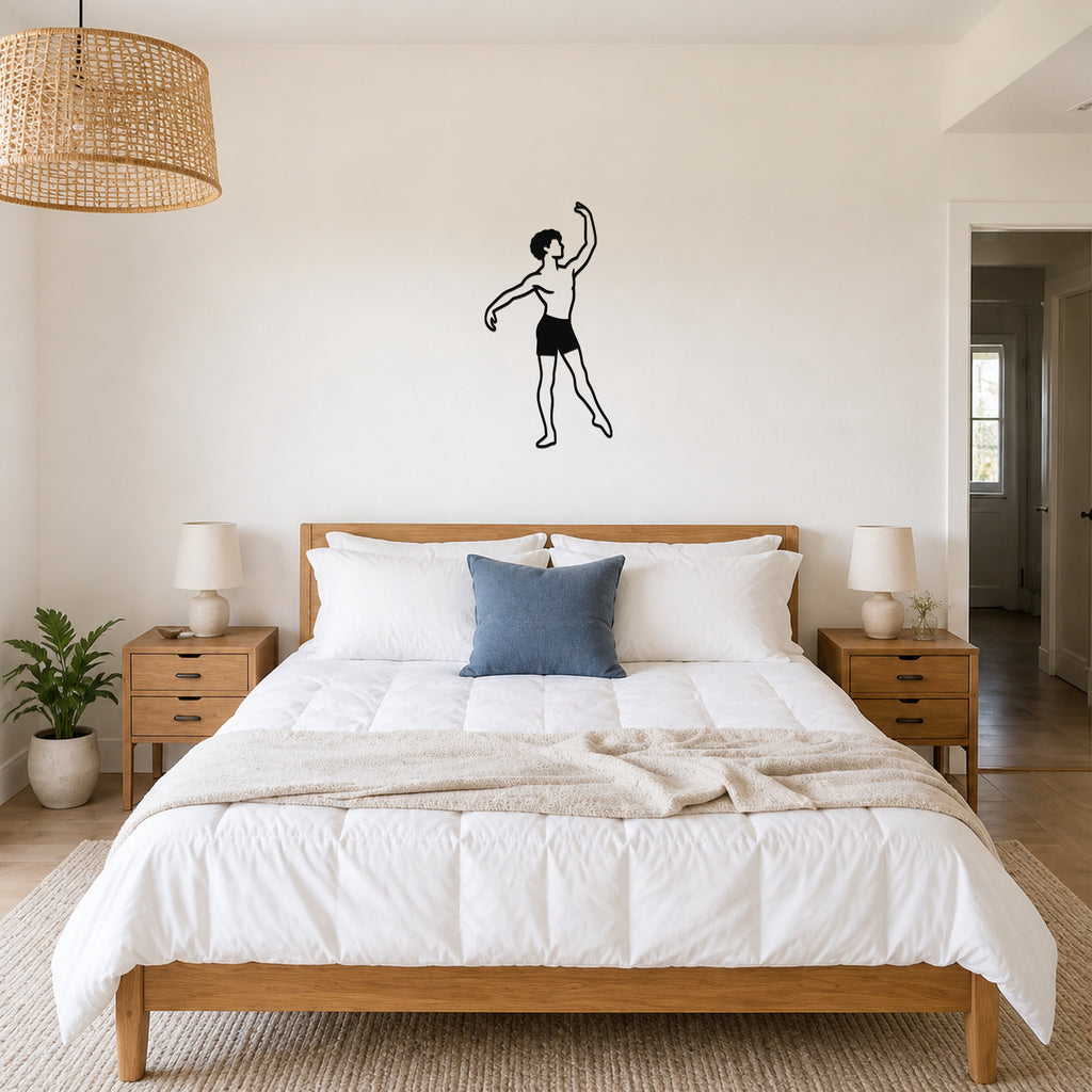 Male Ballet Écarté derrière waterproof steel metal wall art, mockup 1