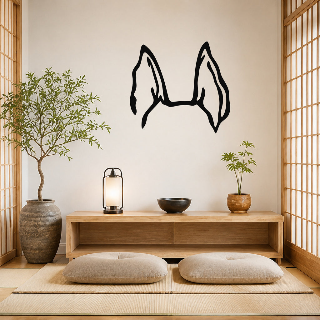 German Shepherd dog ear waterproof metal wall art, mockup 1