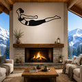 Female Classical Pilates Double Leg Kick waterproof steel metal wall art, mockup 1