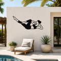 Female Classical Pilates Criss Cross waterproof steel metal wall art, mockup 1