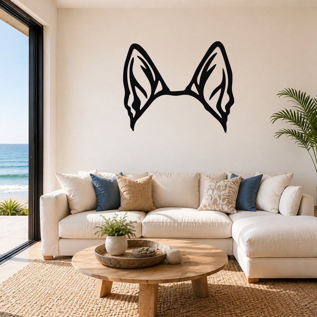 German Shepherd dog ear waterproof metal wall art, mockup 1