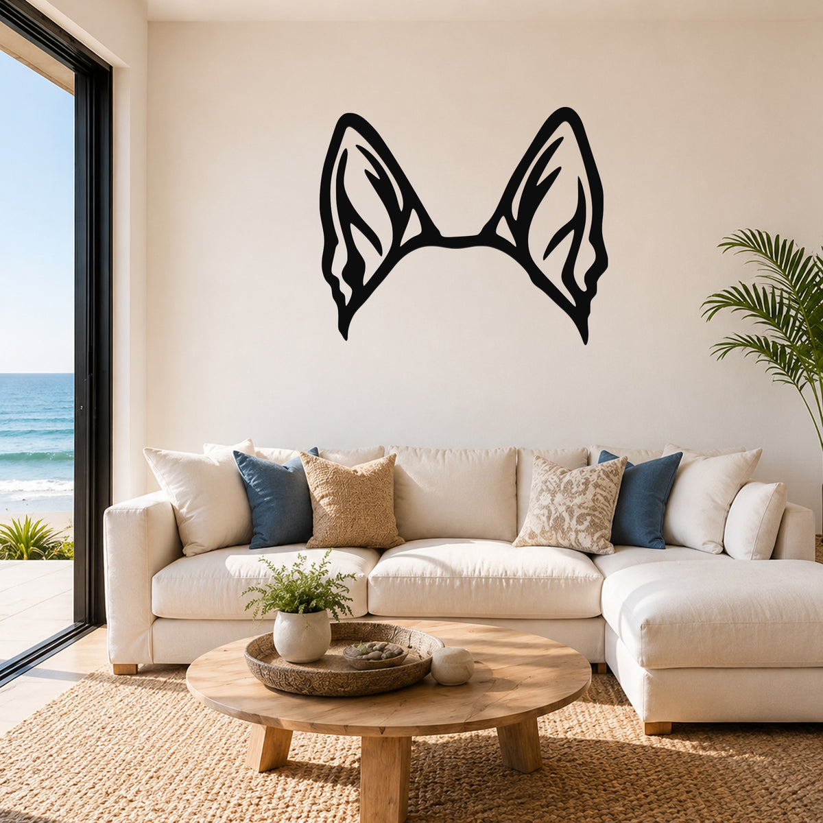 German Shepherd dog ear waterproof metal wall art, mockup 1