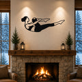 Female Classical Pilates Single Leg Stretch waterproof steel metal wall art, mockup 1