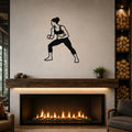 Female Wrestling Stance Hold waterproof steel metal wall art, mockup 1