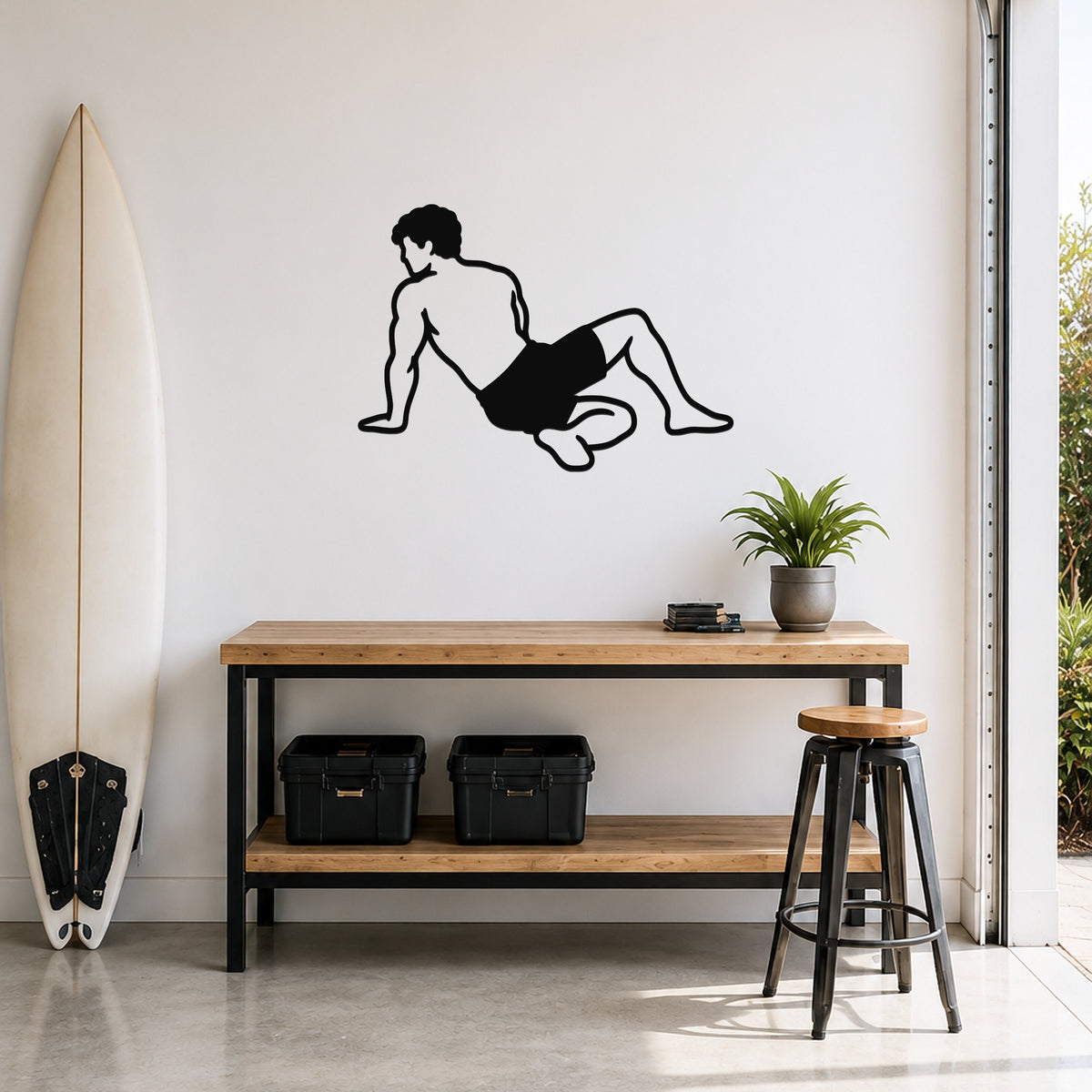 Male Wrestling Sit Out Escape waterproof steel metal wall art, mockup 1