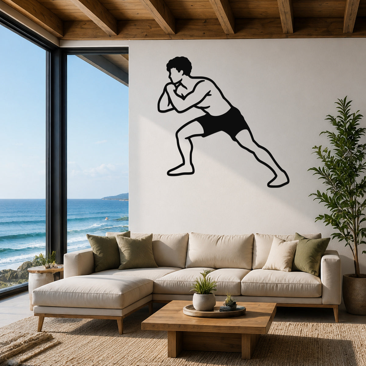 Male Wrestling Underhook Control waterproof steel metal wall art, mockup 1