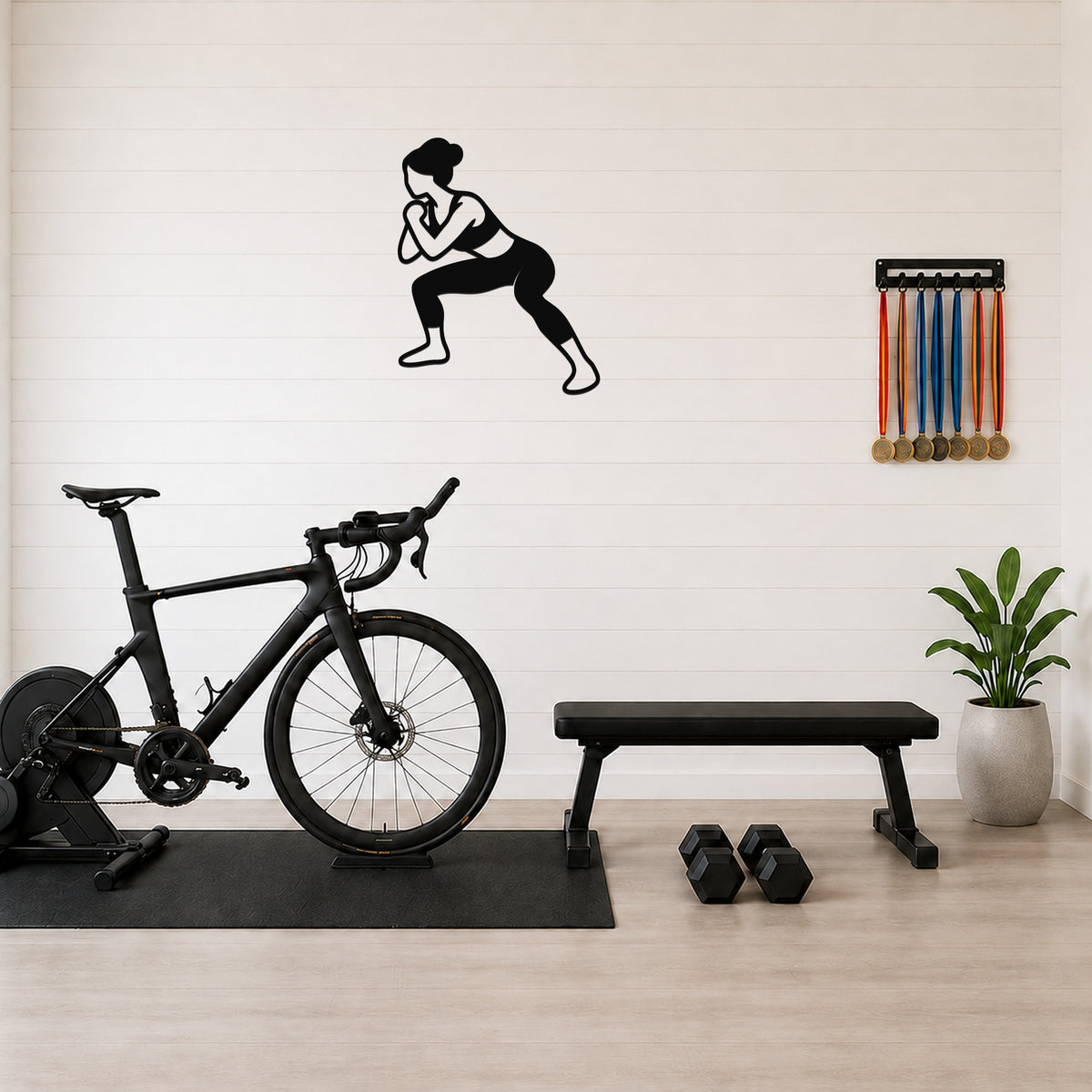 Female Wrestling Overhook Control waterproof steel metal wall art, mockup 1