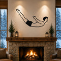 Male Classical Pilates Swan Dive waterproof steel metal wall art, mockup 1