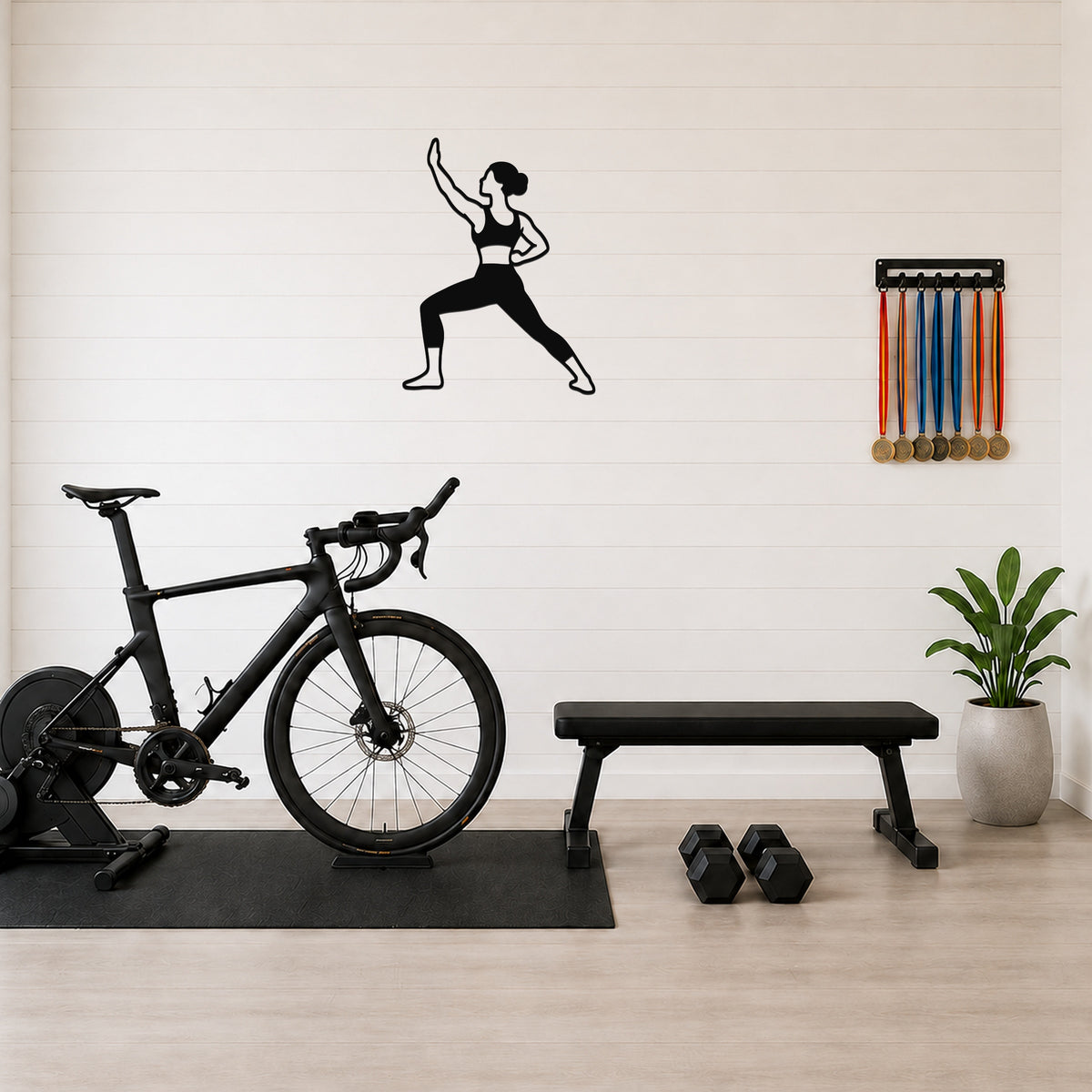 Female Karate Step Back Block waterproof steel metal wall art, mockup 1