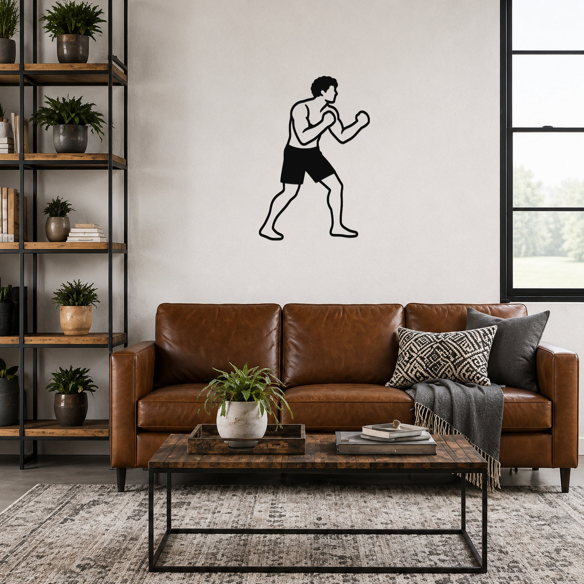 Male Boxing REAR UPPERCUT waterproof steel metal wall art, mockup 1