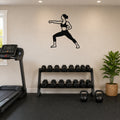 Female Karate Horse Stance Punch waterproof steel metal wall art, mockup 1