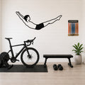 Male Classical Pilates Double Leg Stretch waterproof steel metal wall art, mockup 1