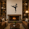 Female Karate Front Kick waterproof steel metal wall art, mockup 1