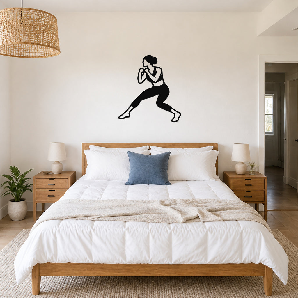 Female Wrestling Back Step Defense waterproof steel metal wall art, mockup 1