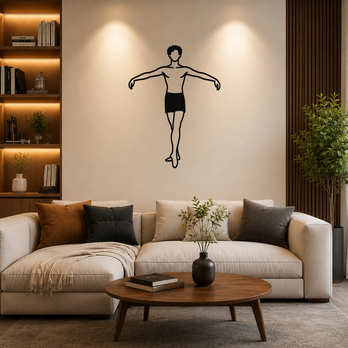 Male Ballet À la quatrième devant waterproof steel metal wall art, mockup 1