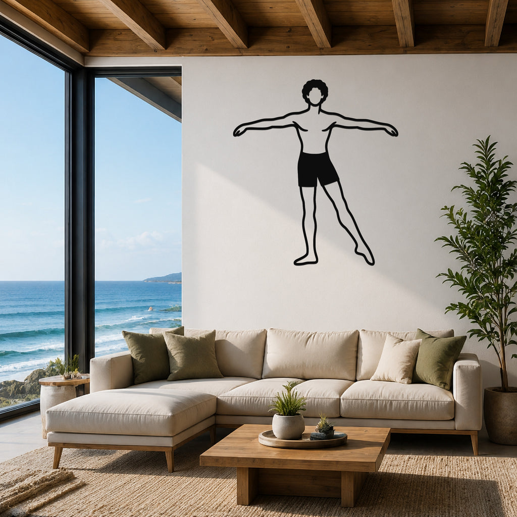 Male Ballet À la seconde waterproof steel metal wall art, mockup 1